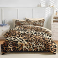 Funda nórdica de 3 piezas con estampado de leopardo oscuro