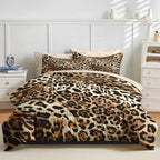 Funda nórdica de 3 piezas con estampado de leopardo oscuro