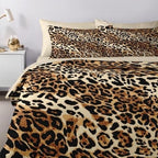 Funda nórdica de 3 piezas con estampado de leopardo oscuro
