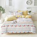 Juego de ropa de cama de 4 piezas estampado en amarillo pálido