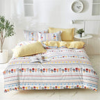 Juego de ropa de cama de 4 piezas estampado en amarillo pálido