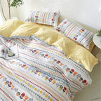 Juego de ropa de cama de 4 piezas estampado en amarillo pálido