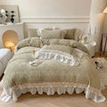 Juego de ropa de cama de terciopelo verde