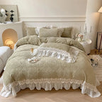 Juego de ropa de cama de terciopelo verde