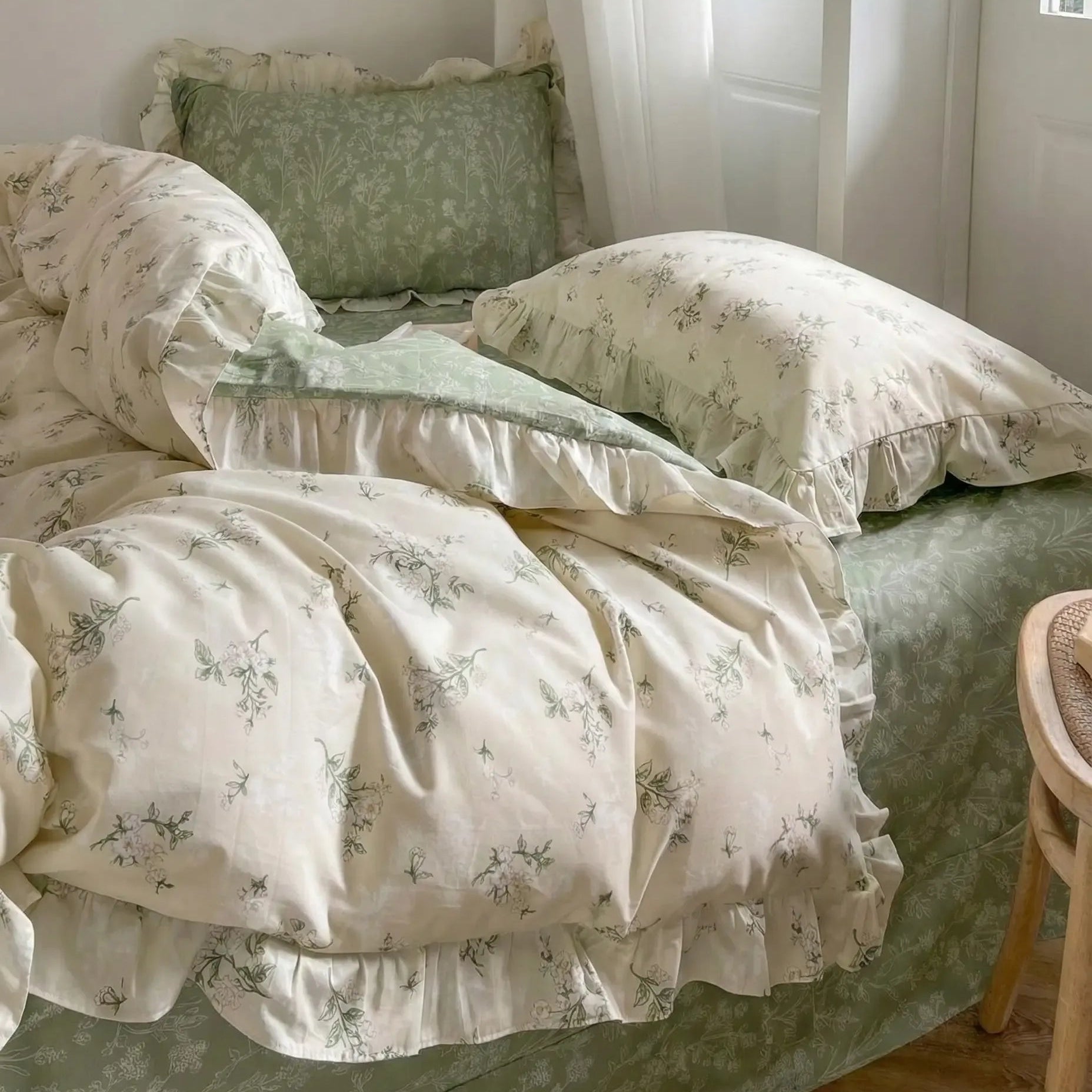 Juego de ropa de cama reversible de 4 piezas con estampado