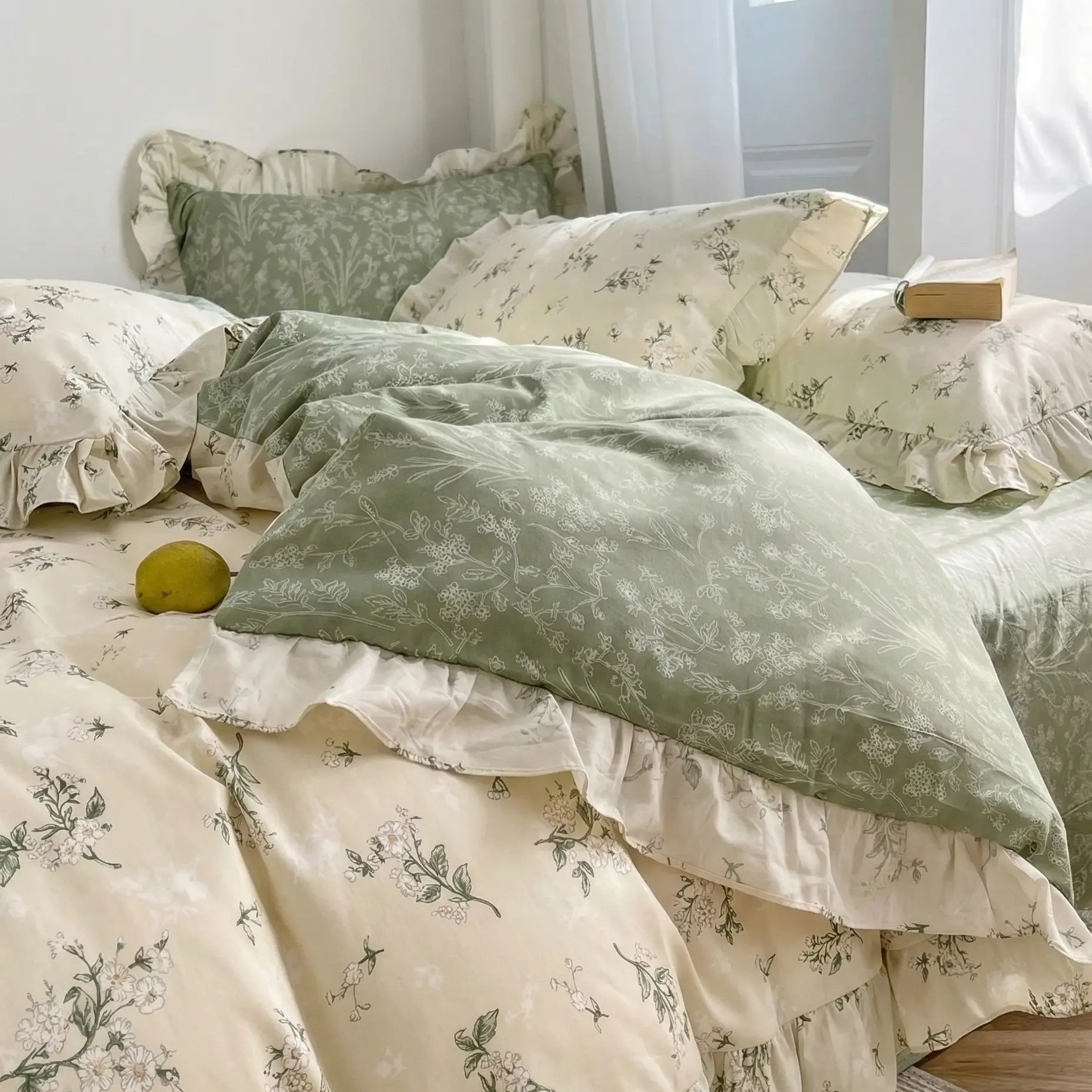 Juego de ropa de cama reversible de 4 piezas con estampado